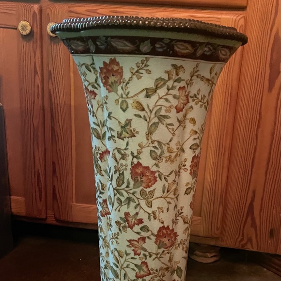 Castillian Porcelain Ceramic and Brass Umbrella Stand - Picture 1 of 3